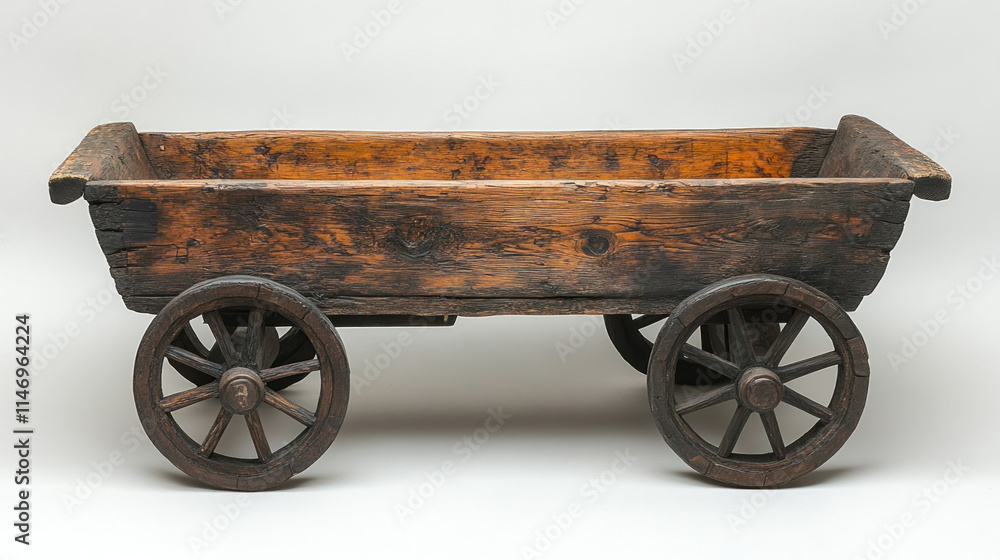 Antique wooden cart with four wheels. Antique wooden cart with four wheels.