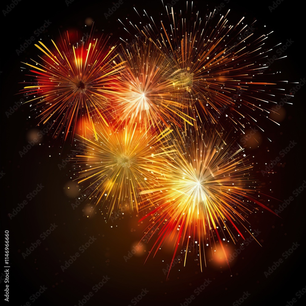 Naklejka premium colorful fireworks on black background