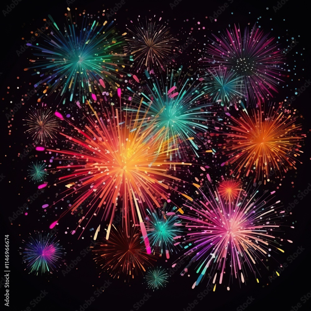 Fototapeta premium colorful fireworks on black background