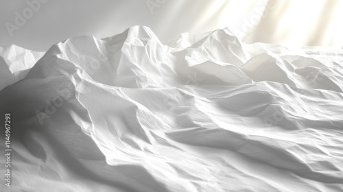 Wallpaper Mural Sunlit crumpled white fabric texture. Torontodigital.ca