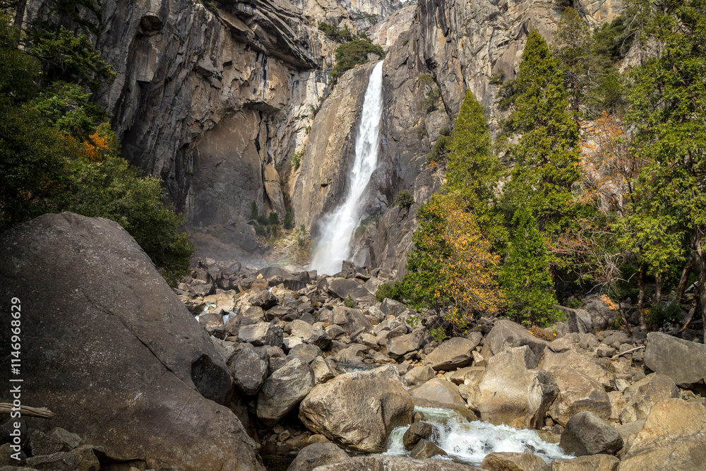 Hikers enjoy tranquility near Lower Yosemite Falls