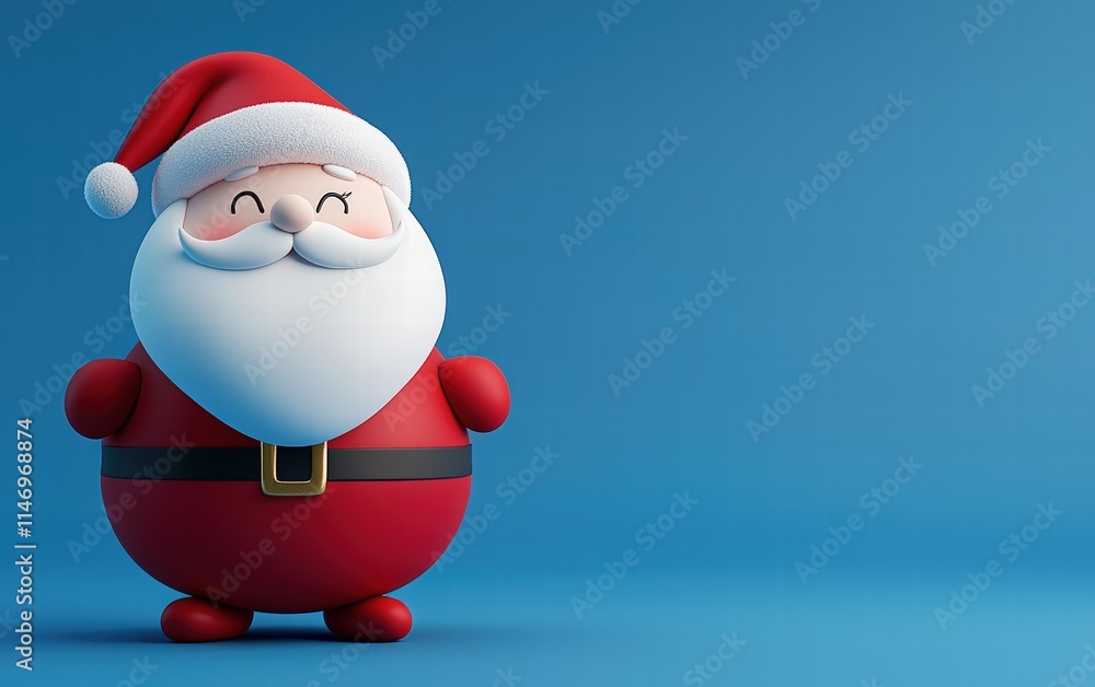 3D cute Santa on bright blue background 3D cute Santa on bright blue background