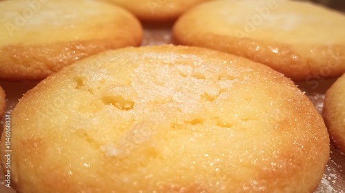 Closeup of golden-brown butter cookies with crumbly texture