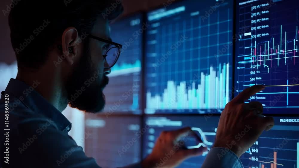 Business Person Analyzing Customer Feedback Data Business Person Analyzing Customer Feedback Data