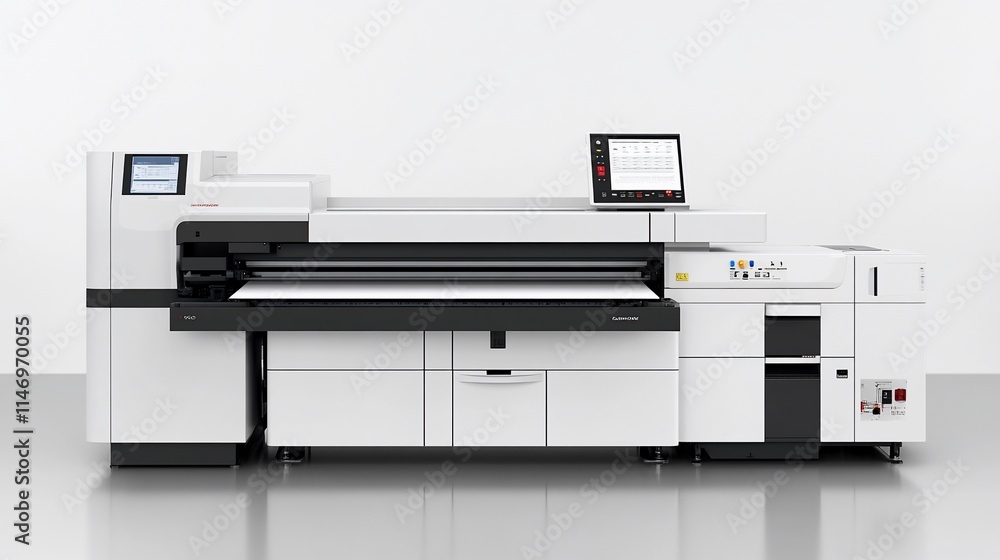 High-volume production printer with large format scanning and finishing capabilities. High-volume production printer with large format scanning and finishing capabilities.
