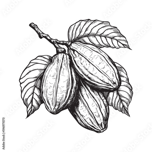 cocoa beans vector illustrations - hand drawn cocoa beans - black and white cocoa beans isolated on white background