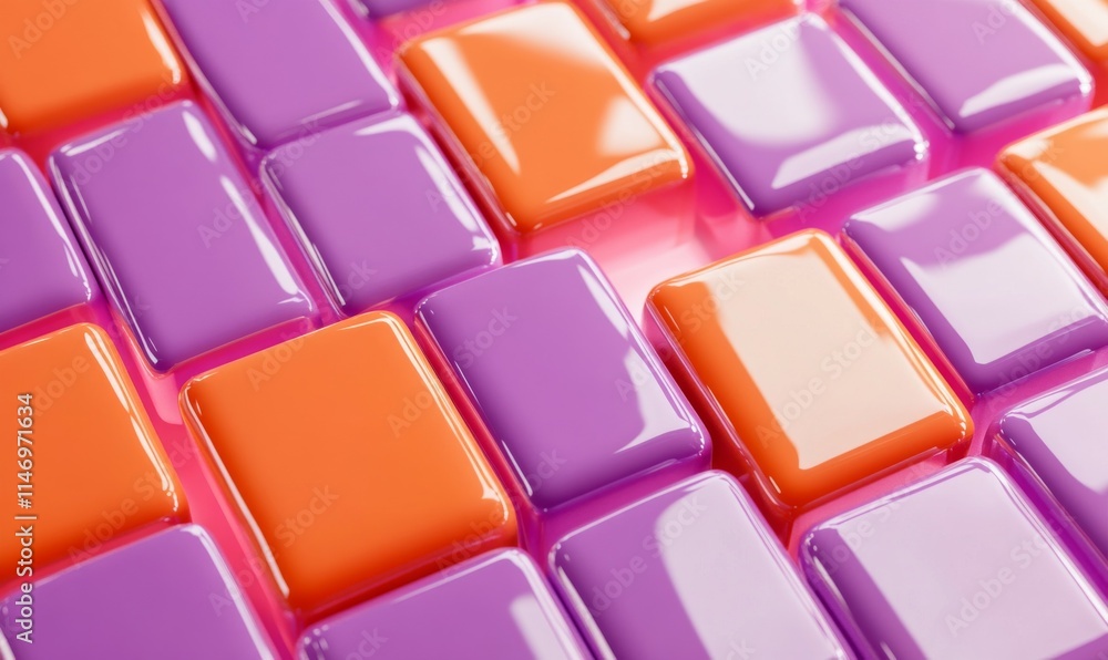 Violet and Orange, Glossy Blocks Neatly Arranged to create a Contemporary Tech Background. Violet and Orange, Glossy Blocks Neatly Arranged to create a Contemporary Tech Background.