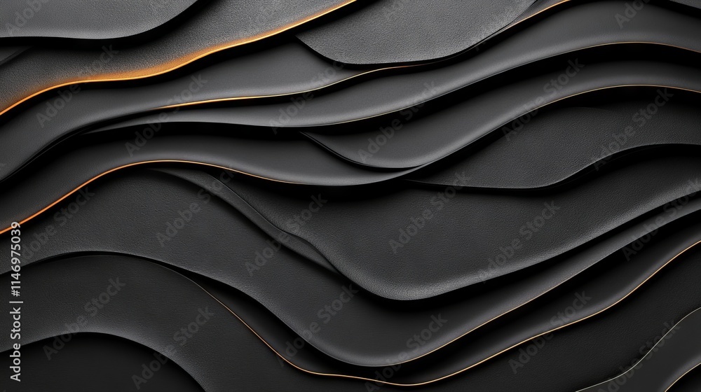 A close up of a black and gold wall with wavy lines A close up of a black and gold wall with wavy lines