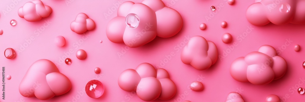 Pink Clouds and Bubbles Background - Abstract pink background, dreamy clouds, shiny bubbles, soft texture, gentle mood. Symbolizes: serenity, sweetness, joy, lightness, dreams. Pink Clouds and Bubbles Background - Abstract pink background, dreamy clouds, shiny bubbles, soft texture, gentle mood. Symbolizes: serenity, sweetness, joy, lightness, dreams.