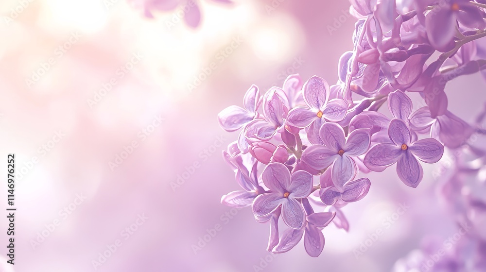 Soft purple lilacs on a subtle lavender field background, close-up shot, Minimalist style Soft purple lilacs on a subtle lavender field background, close-up shot, Minimalist style