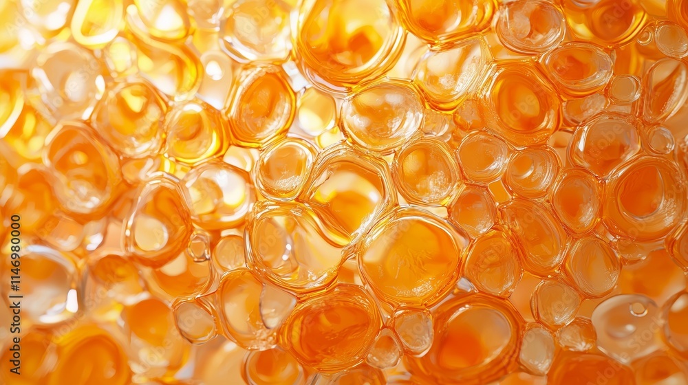 Magnificent Shine and Texture of Orange Liquid Bubbles in Macro View Magnificent Shine and Texture of Orange Liquid Bubbles in Macro View