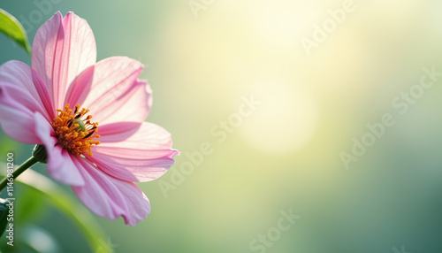 Pale pink Cosmos flowers set against a dreamy background, perfectly suited for whimsical text designs for any occasion.