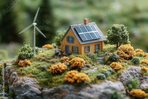 Miniature Eco-Friendly House with Wind Turbine