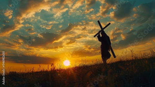 Silhouette of a person carrying a cross, embodying the journey of discipleship