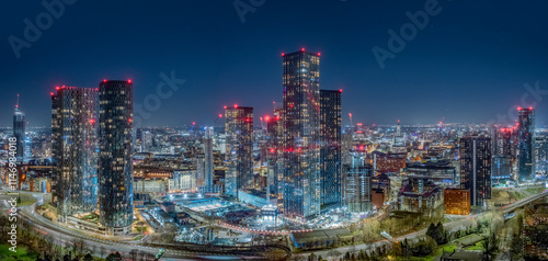 Obraz na plátne Manchester City Centre Aerial View at Night