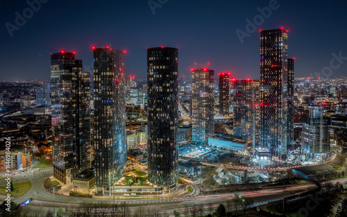 Фотография Manchester City Centre Aerial View at Night