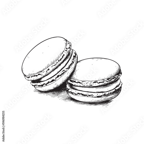 macaroons vector illustrations - hand drawn macaroons - black and white macaroons isolated on white background