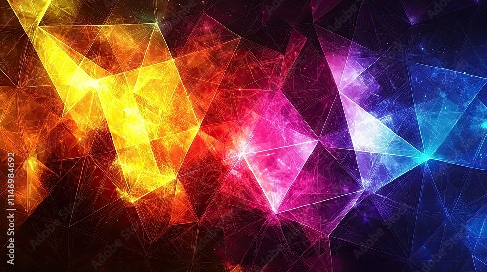 Abstract Geometric Galaxy Colorful Polygonal Nebula Background Abstract Geometric Galaxy Colorful Polygonal Nebula Background