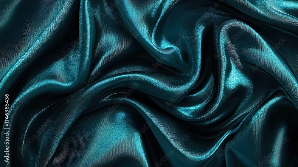 Obraz premium Luxurious Teal Silk Fabric Drapery Elegant Texture Background