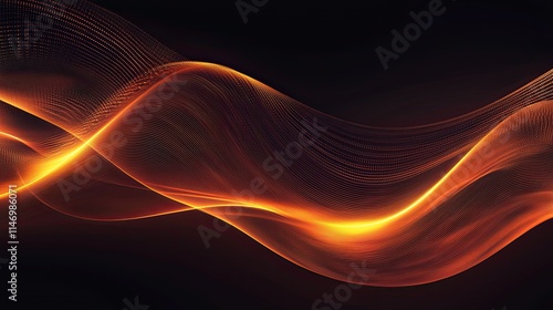 Abstract Orange and Black Wave Background Digital Art Energy Flow Design