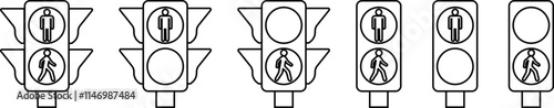 Traffic light interface icon in line set. isolated in transparent background symbol use for Traffic control or stoplights with go light and caution light in vector for apps and website