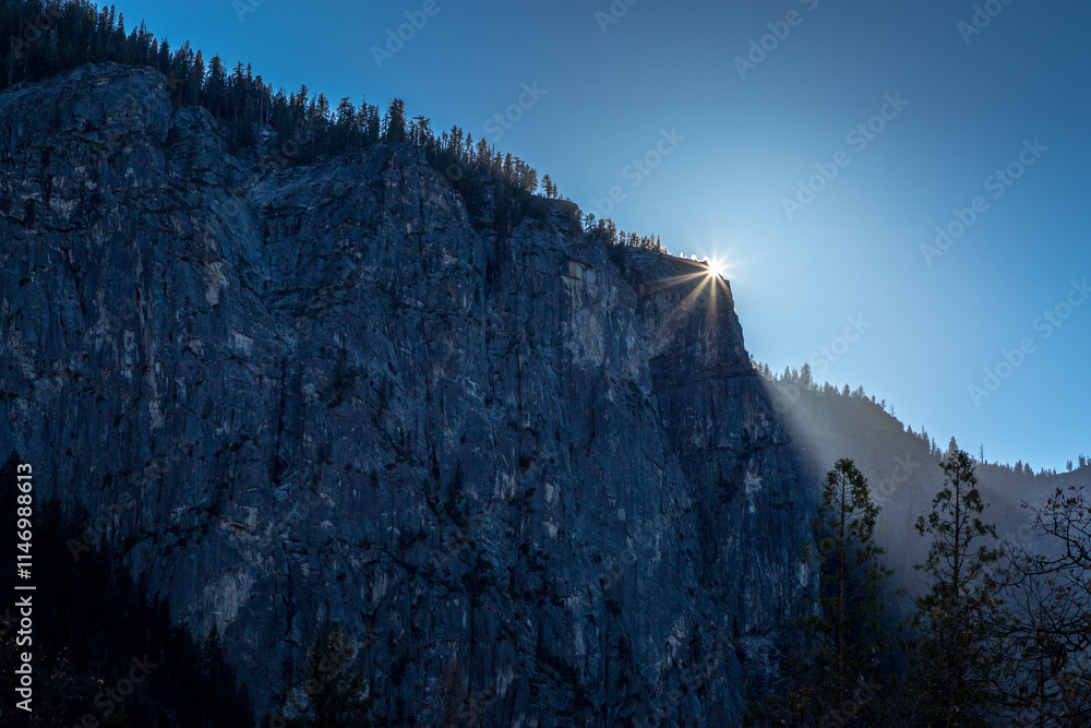 Yosemite's sunrise over majestic mountains