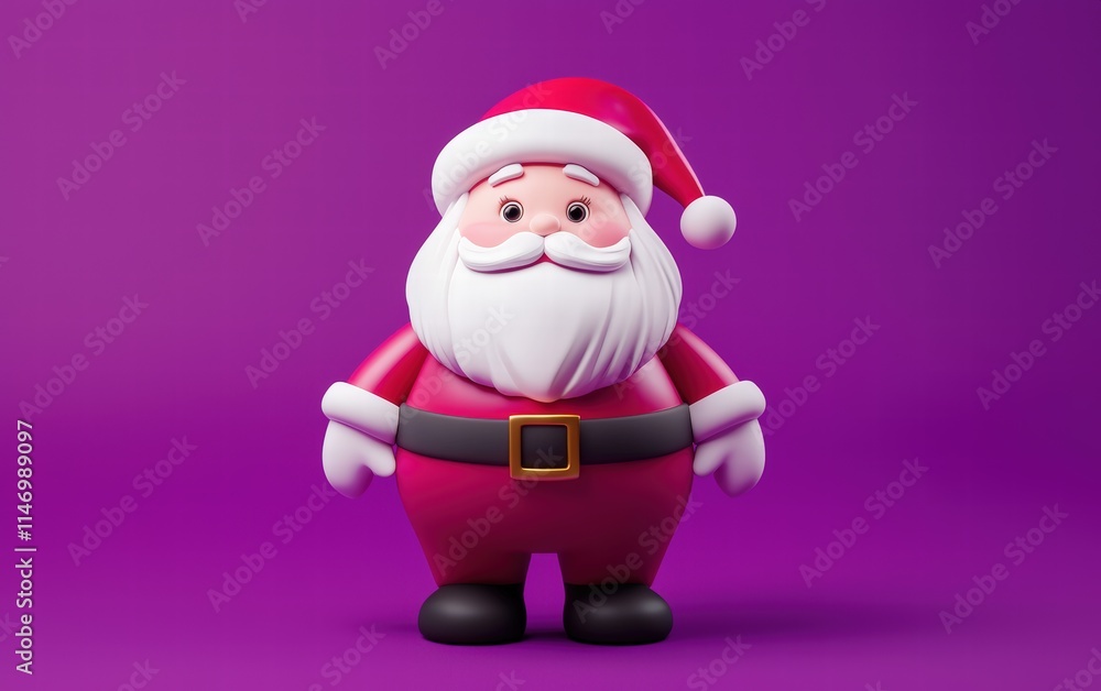 3D cute Santa on bright purple background 3D cute Santa on bright purple background