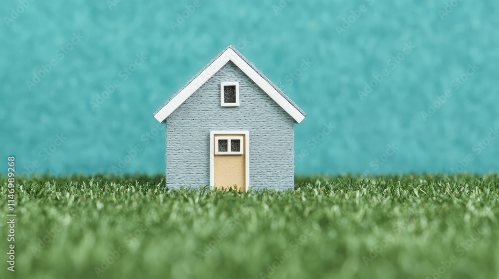 Miniature house model on green grass. Miniature house model on green grass.