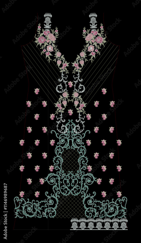 Indian Embroidery Neck and Border Design, Pattern, Patch, Embroidery Designs, Women Shirt Designs, Embroidery Allover Designs Embroidery Illustration, for Textile Clothing Design Manual artwork Indian Embroidery Neck and Border Design, Pattern, Patch, Embroidery Designs, Women Shirt Designs, Embroidery Allover Designs Embroidery Illustration, for Textile Clothing Design Manual artwork