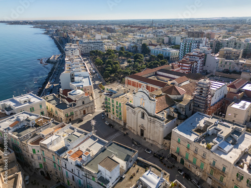 Obraz na płótnie Aerial drone view of the coastal town of Molfetta in Puglia, southern Italy