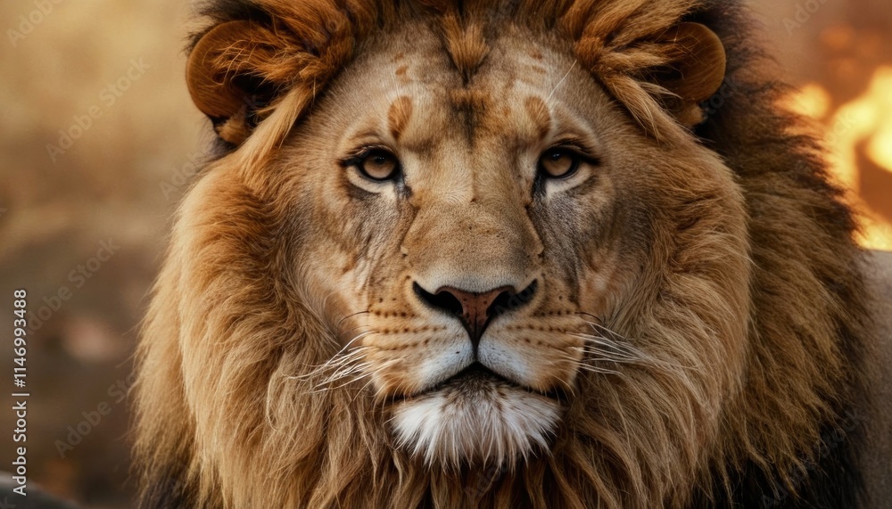 A stylized 3D lion surrounded by abstract elements for a dramatic effect A stylized 3D lion surrounded by abstract elements for a dramatic effect