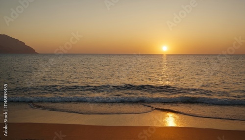 A stunning sunrise illuminating the waters of Bab El Mandeb Strait, creating a picturesque view photo