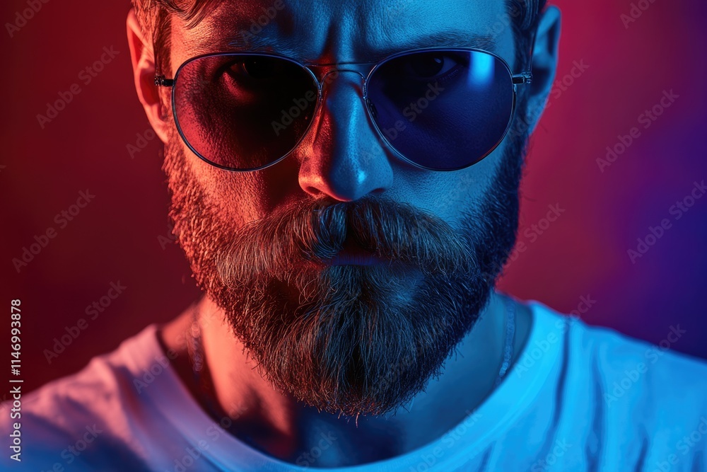 Close up portrait of serious man with mustaches and beard. Close up portrait of serious man with mustaches and beard.