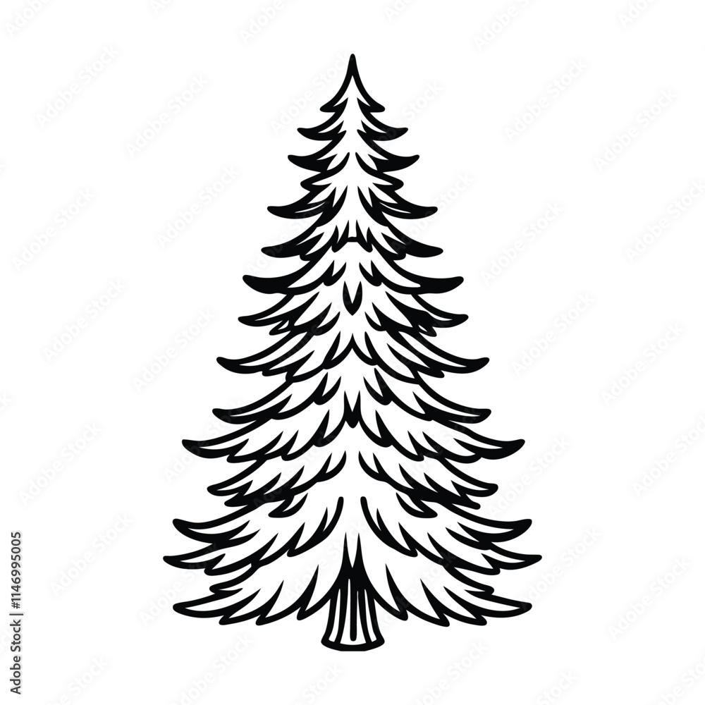 Norway spruce tree isolated on white background. Norway spruce tree Silhouette Vector . christmas tree Norway spruce tree isolated on white background. Norway spruce tree Silhouette Vector . christmas tree