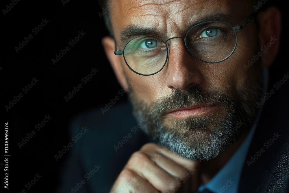Portrait thoughtful forward looking businessman Portrait thoughtful forward looking businessman
