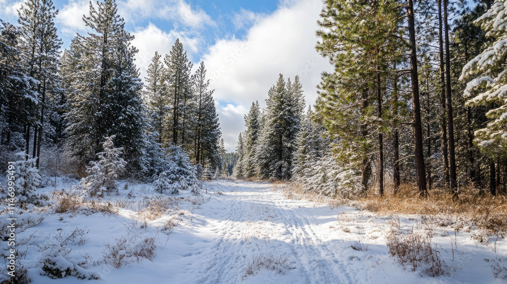 Winter background .Merry Christmas and happy New Year greeting card with copy-space. Christmas landscape with snow and fir trees Winter background .Merry Christmas and happy New Year greeting card with copy-space. Christmas landscape with snow and fir trees