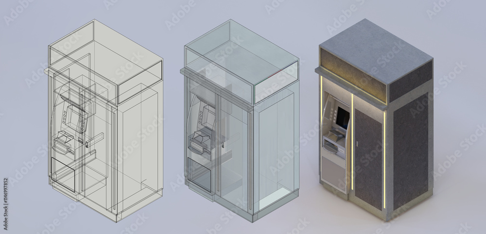 ATM Booth with Space for Ad and Profile Lighting ATM Booth with Space for Ad and Profile Lighting