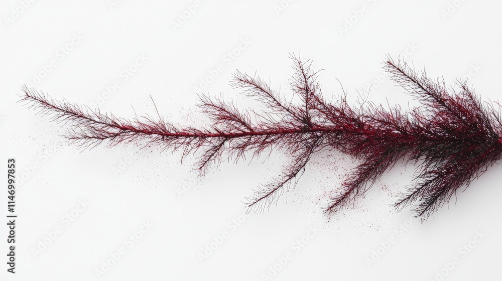 Fototapeta premium Dark red aquatic plant on white background.