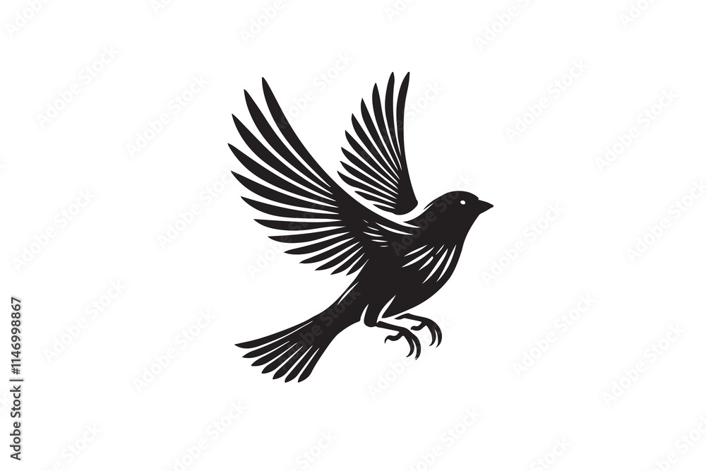 Obraz premium canary flying silhouette vector illustration with a white background