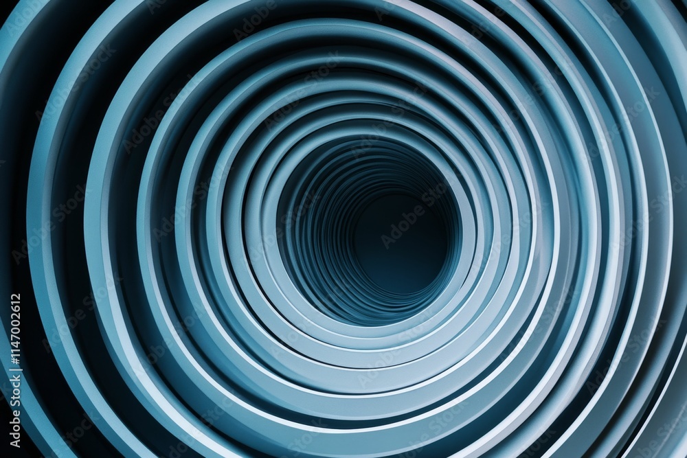 Concentric blue rings form a spiraling tunnel. Concentric blue rings form a spiraling tunnel.