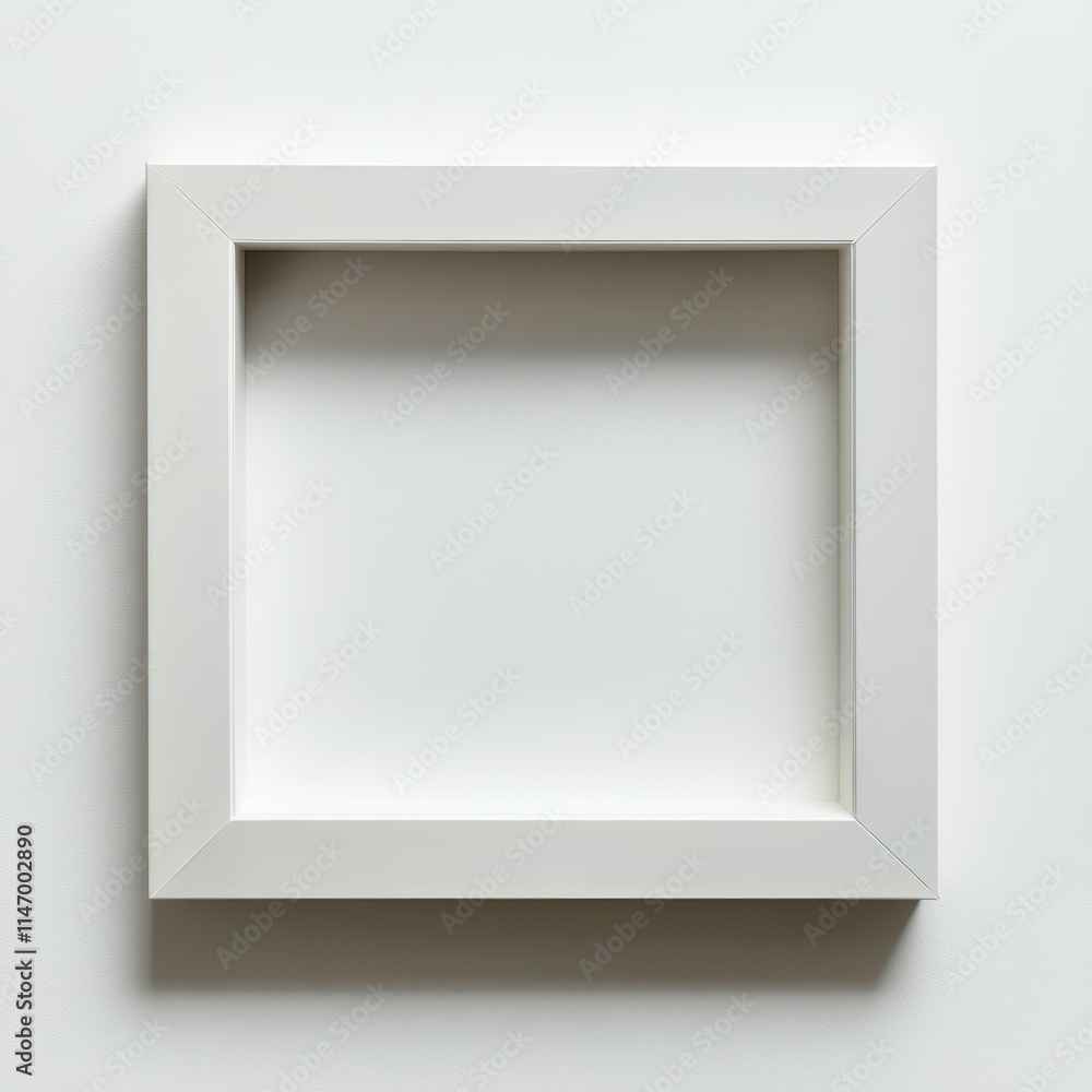 White frame, empty, wall mounted, simple, square. White frame, empty, wall mounted, simple, square.
