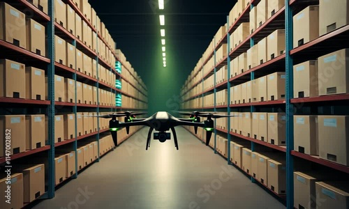 Wallpaper Mural drone flying transportation in smart warehouse concept, a retail use a drone, artificial intelligence technology delivery to send a tool kit, product, fruit, vegetable, etc in the store, to customer Torontodigital.ca