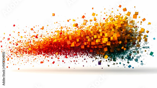 Dynamic evolution of pixel loading progress through time, showcasing vibrant colors and energetic movement from years past to present day