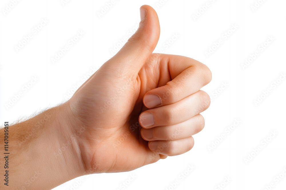 Hand giving a thumbs up gesture showing approval and positivity in a bright and simple setting Hand giving a thumbs up gesture showing approval and positivity in a bright and simple setting