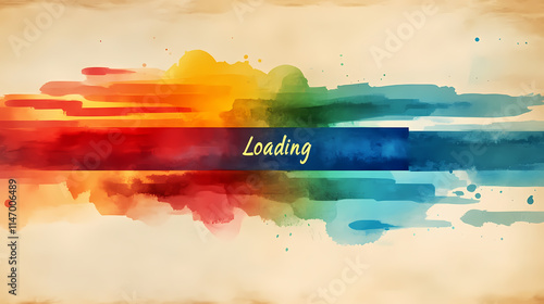 Colorful watercolor progress bar symbolizes waiting with vibrant hues and artistic flair photo