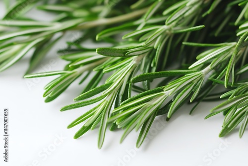 Wallpaper Mural Close-up high-resolution photo of rosemary, white backdrop, intricately detailed, professional stock image. Torontodigital.ca