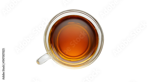 Overhead View of Amber Tea in Clear Glass Cup