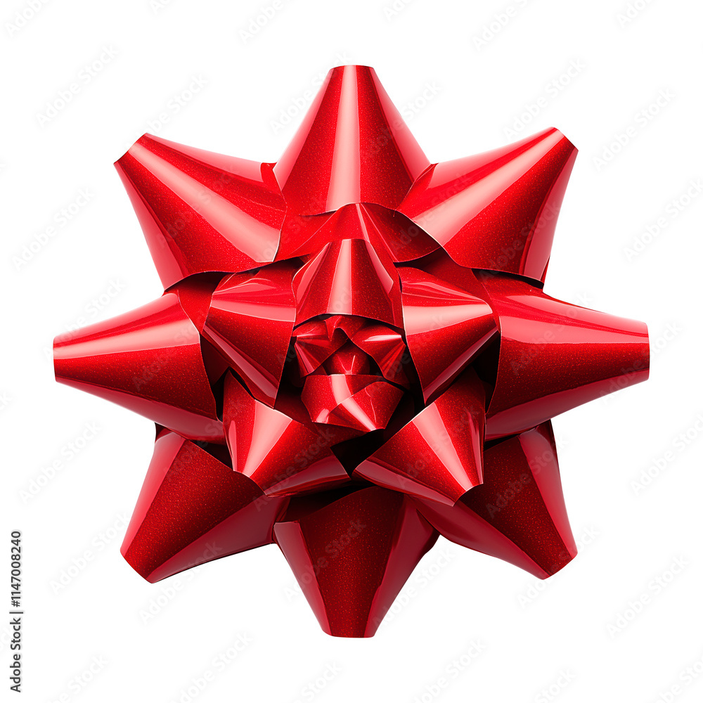 Bright red shiny gift bow for box wrapping against a transparent background, gift bow png image Bright red shiny gift bow for box wrapping against a transparent background, gift bow png image