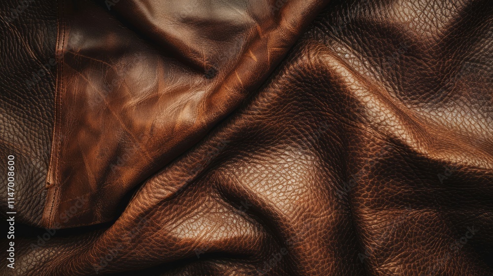 Fototapeta premium Close-up top-down shot featuring the rich textures and luxurious feel of a leather texture background