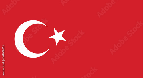 Turkish national flag  with a red background and crescent moon and star emblem